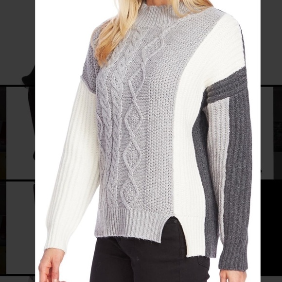 Vince Camuto Colorblock Cable Knit Sweater - Picture 2 of 4